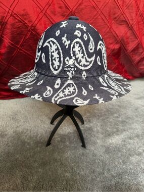 Kangol Navy Blue & White Paisley Wide Brimmed Hat